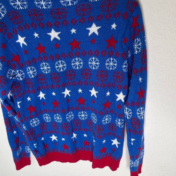 33 Degrees Unisex Blue Christmas Sweater Santa on an Eagle SMALL - Picture 6 of 6